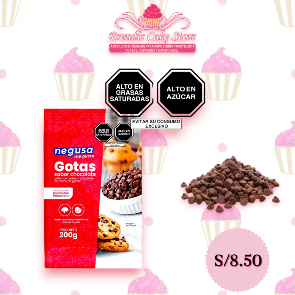 Cobertura sabor a chocolate en forma de gotas 200gr